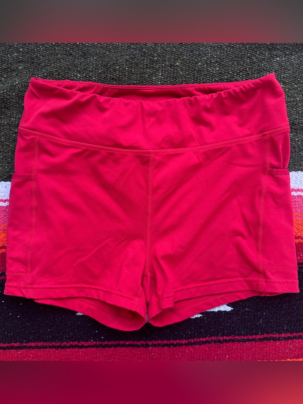 Free People Movement Red Biker Shorts
